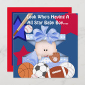 BABY SHOWER SPORTINVITATIE VOOR LICHAAM KAART (Voorkant / Achterkant)