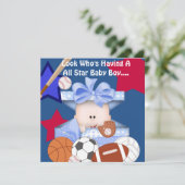 BABY SHOWER SPORTINVITATIE VOOR LICHAAM KAART (Staand voorkant)