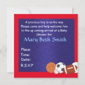 BABY SHOWER SPORTINVITATIE VOOR LICHAAM KAART (Achterkant)