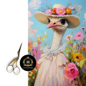 Baby shower Spring Ostrich Floral Decoupage Tissuepapier