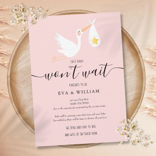 Baby Shower Sprinkle Annulering Roze Kaart