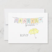 Baby shower Sprinkle Banner en Paraplu RSVP Kaartje (Voorkant)
