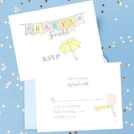 Baby shower Sprinkle Banner en Paraplu RSVP Kaartje