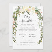 Baby shower Sprinkle Elegant White Roses Floral Kaart (Voorkant)