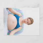 Baby shower Sprinkle Foto Modern Fun Comic Blue Uitnodiging Briefkaart (Achterkant)