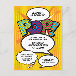 Baby shower Sprinkle Foto Modern Fun Comic Uitnodiging Briefkaart
