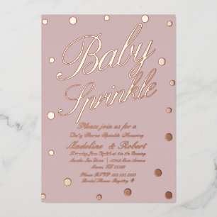 Baby shower Sprinkle Gold Stippen geperst Folie Uitnodiging