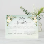 Baby shower Sprinkle Green White Roses Floral (Staand voorkant)