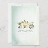 Baby shower Sprinkle Green White Roses Floral Kaart (Achterkant)