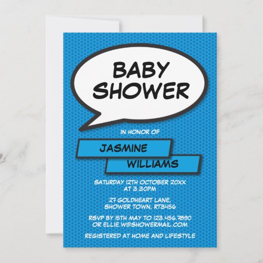 Baby shower Sprinkle Modern Boy Blue Fun Kaart (Voorkant)
