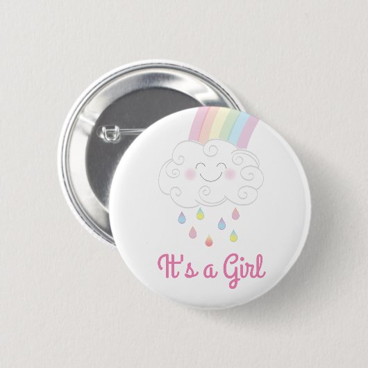 Baby shower Sprinkle Rainbow Raindrop Cloud Ronde Button 5,7 Cm (Voorkant /achterkant)