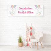 Baby shower Sprinkle Rainbow Raindrop Cloud Spandoek (Insitu)