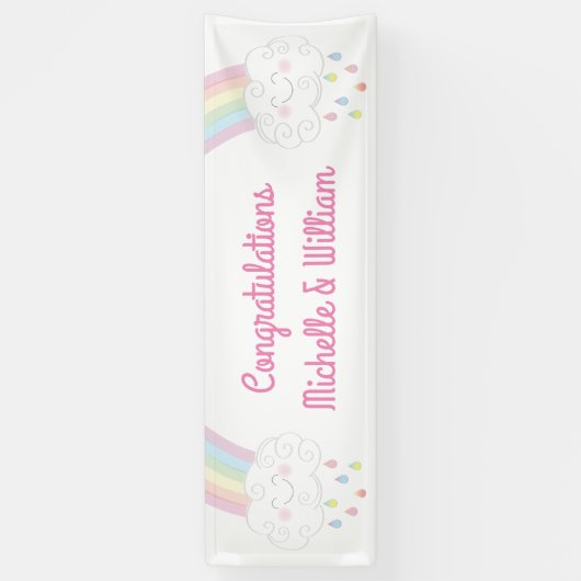Baby shower Sprinkle Rainbow Raindrop Cloud Spandoek (Verticaal)