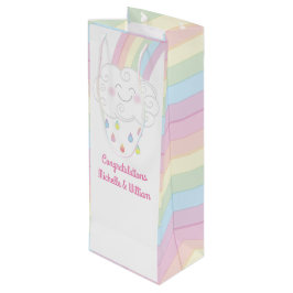 Baby shower Sprinkle Rainbow Raindrop Cloud Wijn Cadeautas