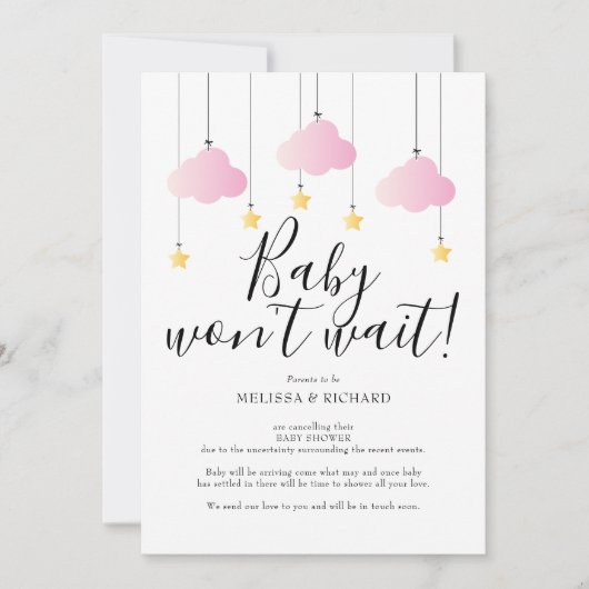 Baby shower, Sprinkle Roze Meisje Annulering Kaart (Voorkant)