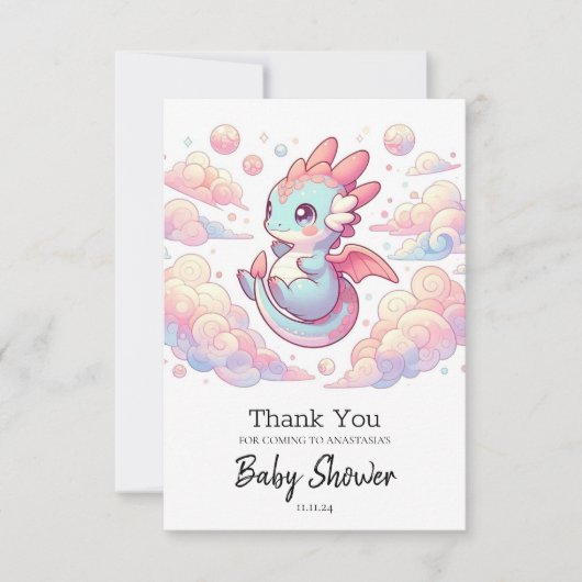 Baby shower sprokendraak bedankkaart (Voorkant)