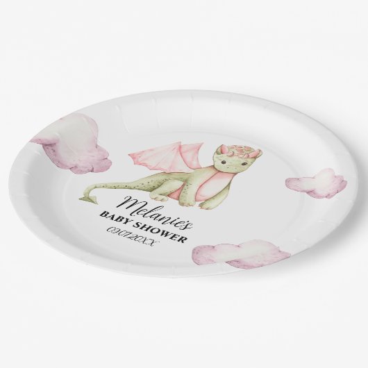 Baby shower sprokendraak papieren bordje (Gekanteld)