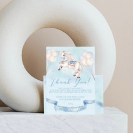 Baby shower Sprookje Pony Sterren Blauwe Ballonnen Bedankkaart