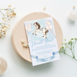 Baby shower Sprookje Pony Sterren Blauwe Ballonnen Informatiekaartje