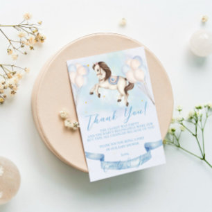 Baby shower Sprookje Pony Sterren Blauwe Ballonnen Informatiekaartje