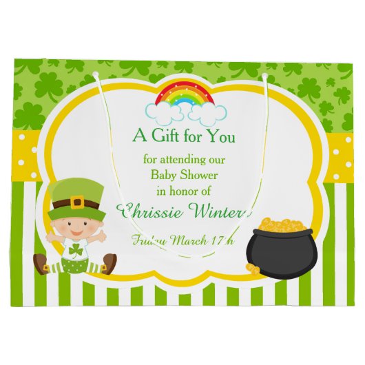 Baby shower St Patricks Boy Groot Cadeauzakje (Achterkant)