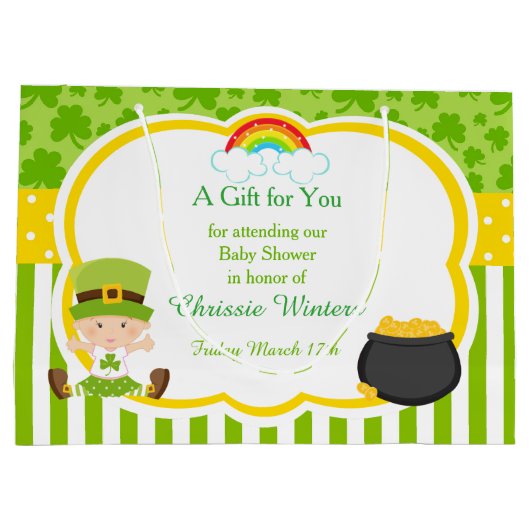Baby shower St Patricks Girl Groot Cadeauzakje (Achterkant)