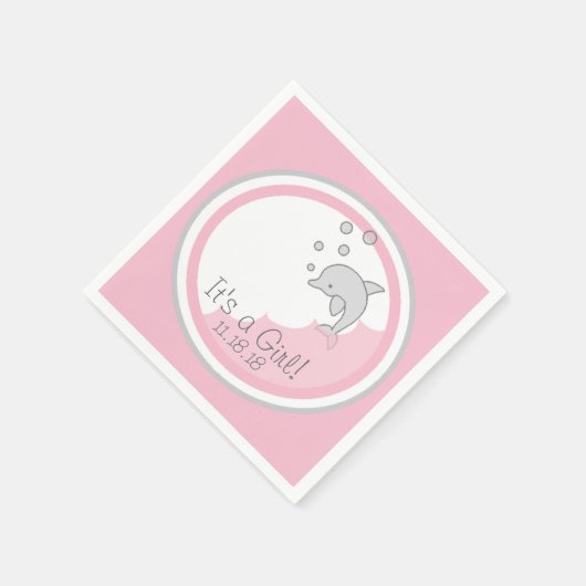 Baby shower Standaard Cocktail Servet Dolfijn PK/G (Hoek)