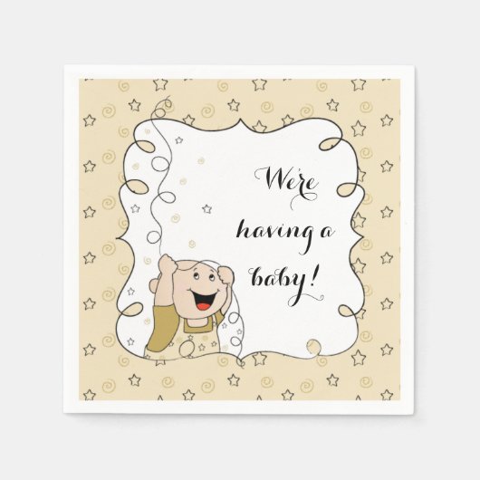 Baby shower Standaard Cocktailservet Goud/BK Baby Servet (Voorkant)