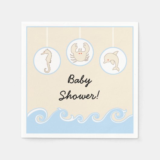 Baby shower Standaard Cocktailservet "Zee Mobile" Servetten (Voorkant)