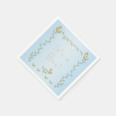 Baby shower Standaard Servet BLAUW "Gold Birds" (Hoek)