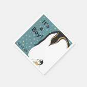 Baby shower Standaard servet "Gold/Blue Penguin" (Hoek)