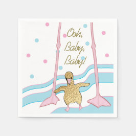 Baby shower Standaard servet "Gold Flamingo Baby"