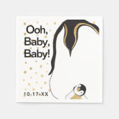 Baby shower Standaard servet "Gold Penguin" (Voorkant)