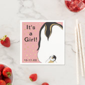Baby shower Standaard servet "Gold/Pink Penguin" (Insitu)