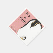 Baby shower Standaard servet "Gold/Pink Penguin" (Hoek)