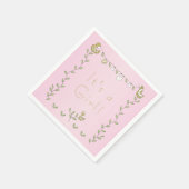 Baby shower Standaard Servet ROZE "Gold Birds" (Hoek)