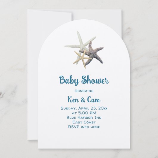 Baby shower Starfish Family Custom Invitation Kaart (Voorkant)