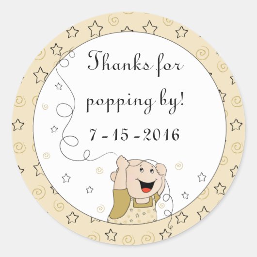 Baby shower "Stars/Gold" Stickers 1 1/2" of 3" (Voorkant)