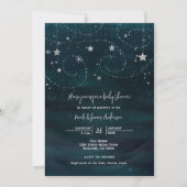 Baby shower Sterrennacht Blauw & Zilver Uitnodigin Kaart (Voorkant)