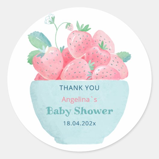 Baby shower Sticker Aardbei (Voorkant)