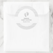 Baby shower Sticker | Baby Footprint Grijze Streep (Tas)