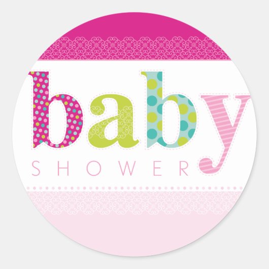 BABY SHOWER STICKER :: baby patroon letters 3 (Voorkant)