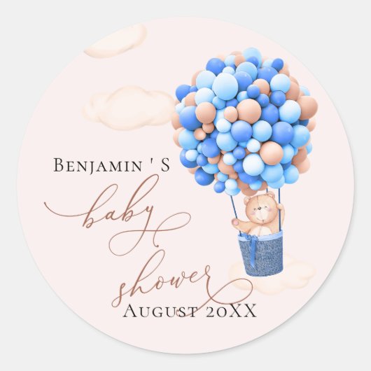 Baby shower Sticker Beer ballonnen Chocolade (Voorkant)