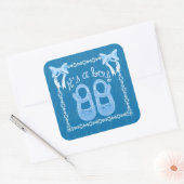 Baby shower sticker blauw vierkant (Envelop)