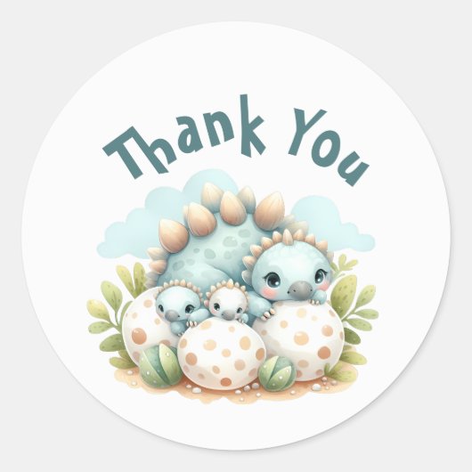 Baby Shower Sticker Dinosaur Dino Mite Feestje (Voorkant)