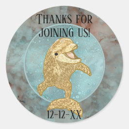 Baby shower Sticker "Gold Baby Dolphin"