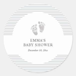 baby shower Sticker   Grijze streep met Baby