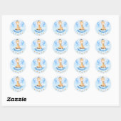 BABY SHOWER STICKER: HET IS EEN BOY: GIRAFFE RONDE STICKER (Vel)