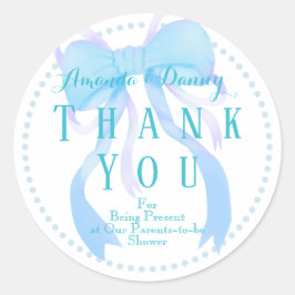 Baby Shower Sticker met Blauwe Lint
