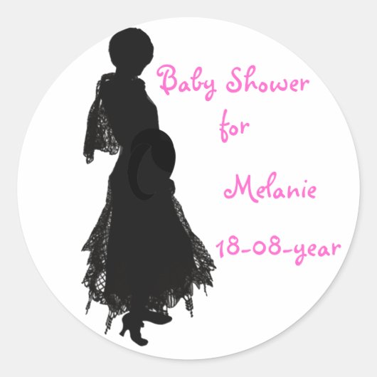 Baby shower sticker, stijlvol ronde sticker (Voorkant)